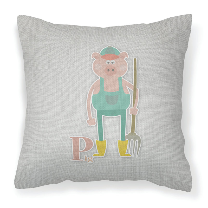Coussin décoratif intérieur/extérieur alphabet b for bear, 18 po x 18 po, P