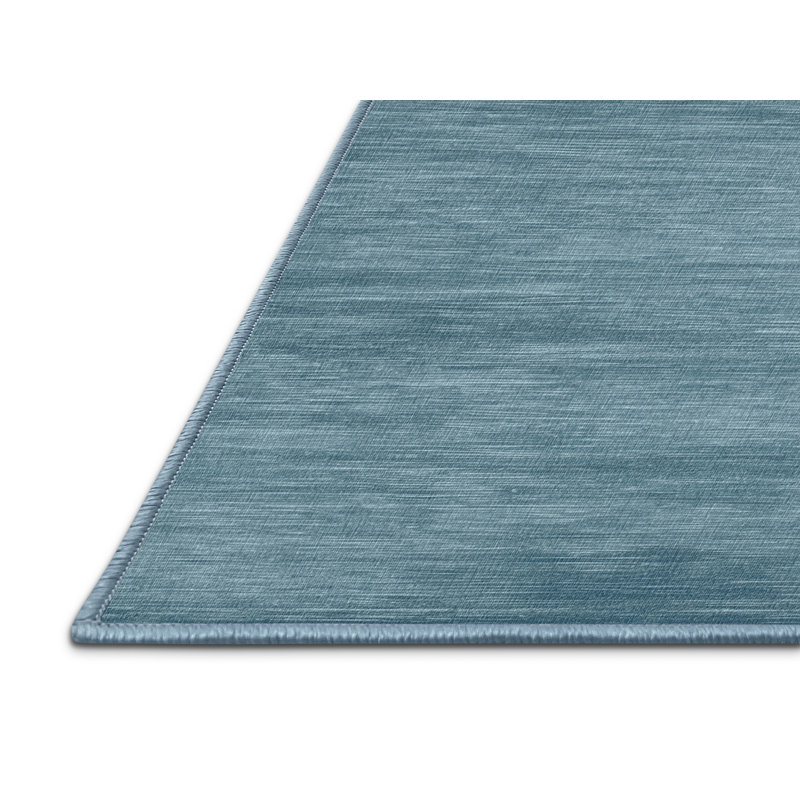Machine Washable Solid Blue Area Rug, Square 7'