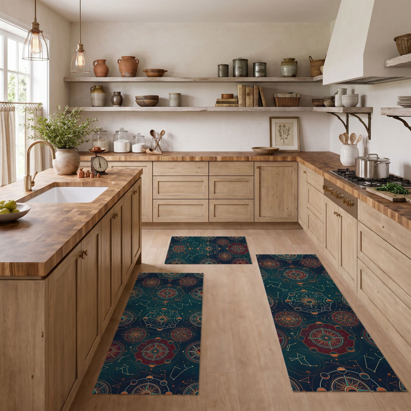 Tapis de cuisine antidérapant à motif mandala
