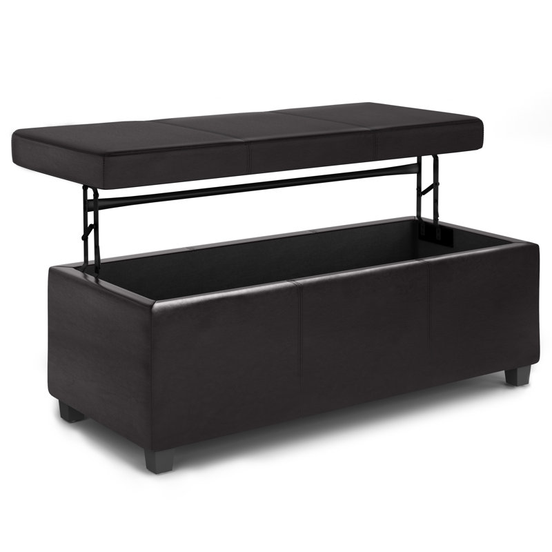 Tanners Brown Faux Leather Lift Top Storage Ottoman