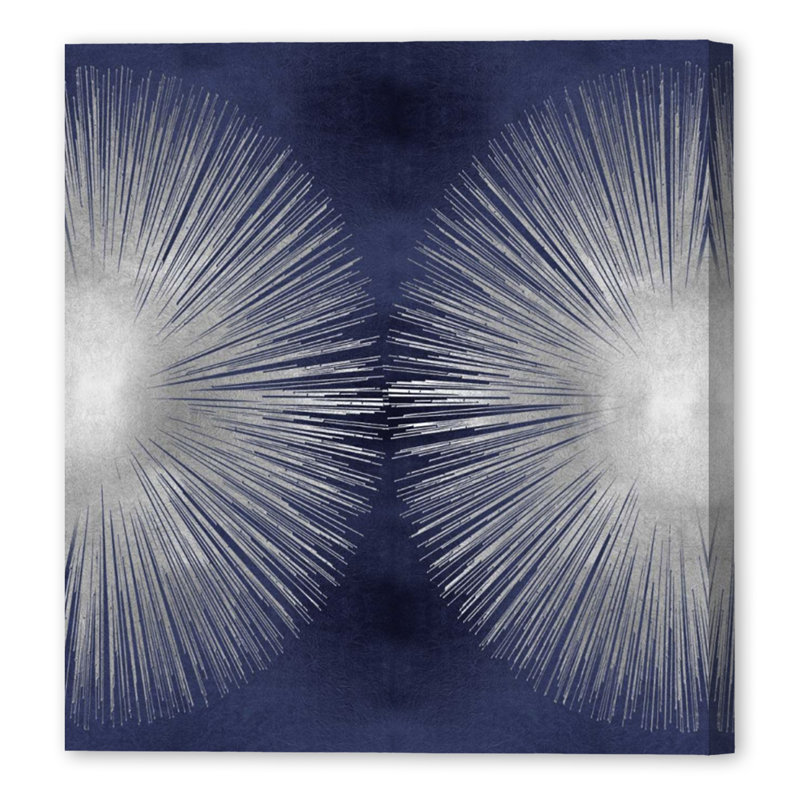 «Silver Sunburst On Blue II», reproduction d'art sur toile tendue
