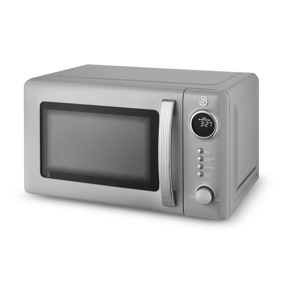 Swan Retro 20L Digital Microwave, 5 Power Levels, 12 Auto Cook Pre-sets, Defrost by Weight or Time, LED Display, 800W, Grey, SM4425GRY - Image 4