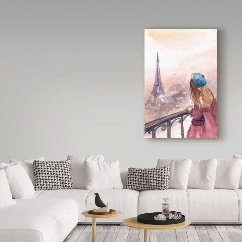 «Aivils Paris», reproduction de peinture à l'aquarelle sur toile tendue, H 19 po x l 12 po