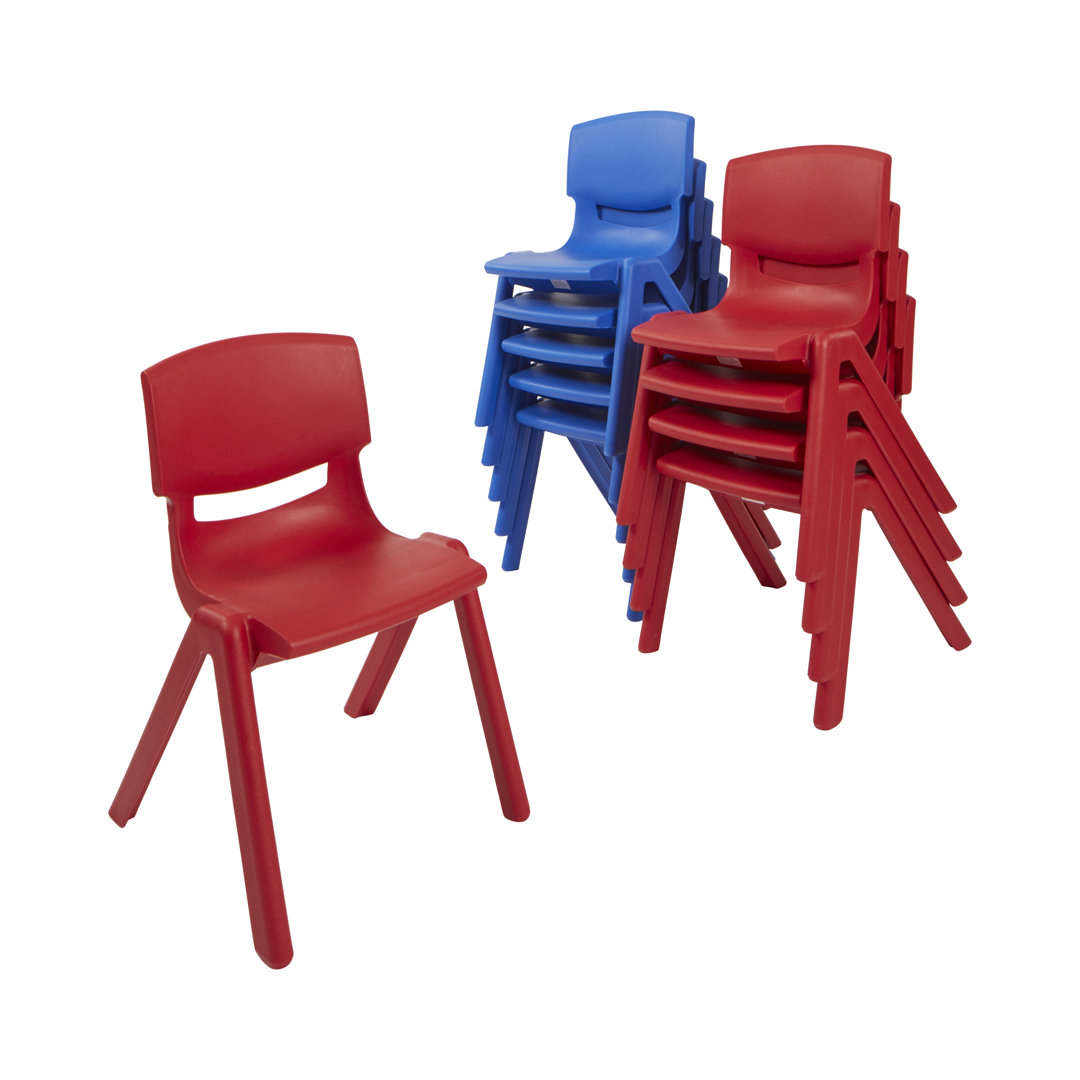 ECR4Kids 12in Plastic School Stack Chair, Classroom Furniture, Red, 10-Piece (Set of 10) ECR4Kids 