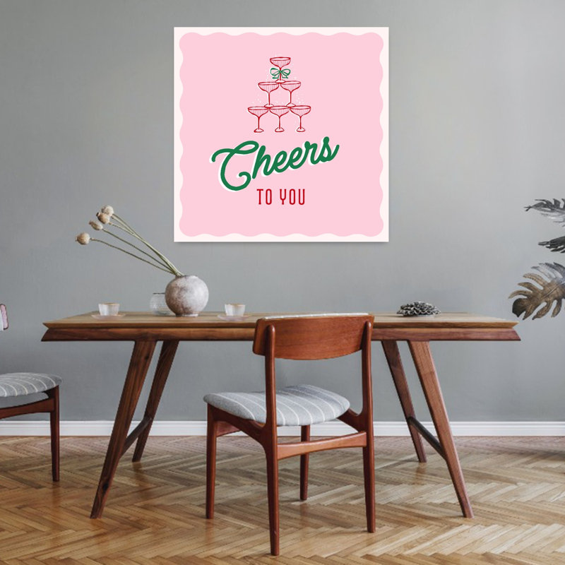 Tour de champagne Cheers - Affiche murale d'architecture rétro vintage et contemporaine, H 32 po x l 32 po