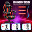 Fauteuil de jeu en polyuréthane avec repose-pieds et support lombaire à massage-189716008