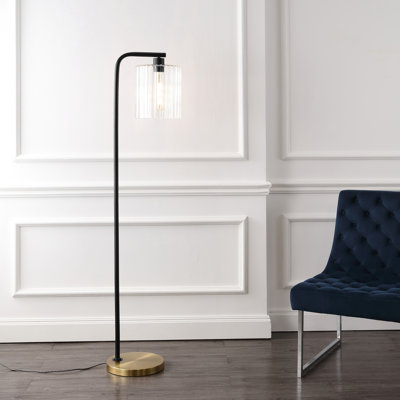Devendra 60.75" Modern Minimalist Metal/Ribbed Glass LED Floor Lamp