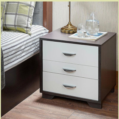 White and Black 3-drawer Rectangular Accent Table