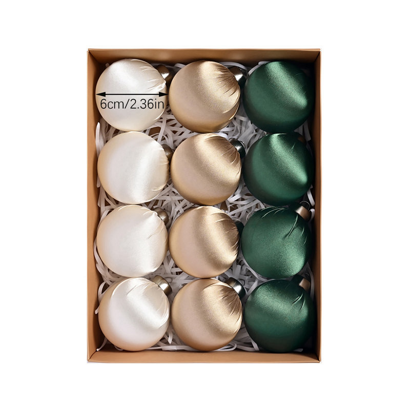 Ensemble de 12 boules de Noël en satin, incassables, de 6 cm (2,36 po), à suspendre au sapin pour décorer votre intérieur pendant les fêtes de fin d'année.