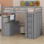 Lit mezzanine avec tiroirs, bureau et garde-robe-828654919