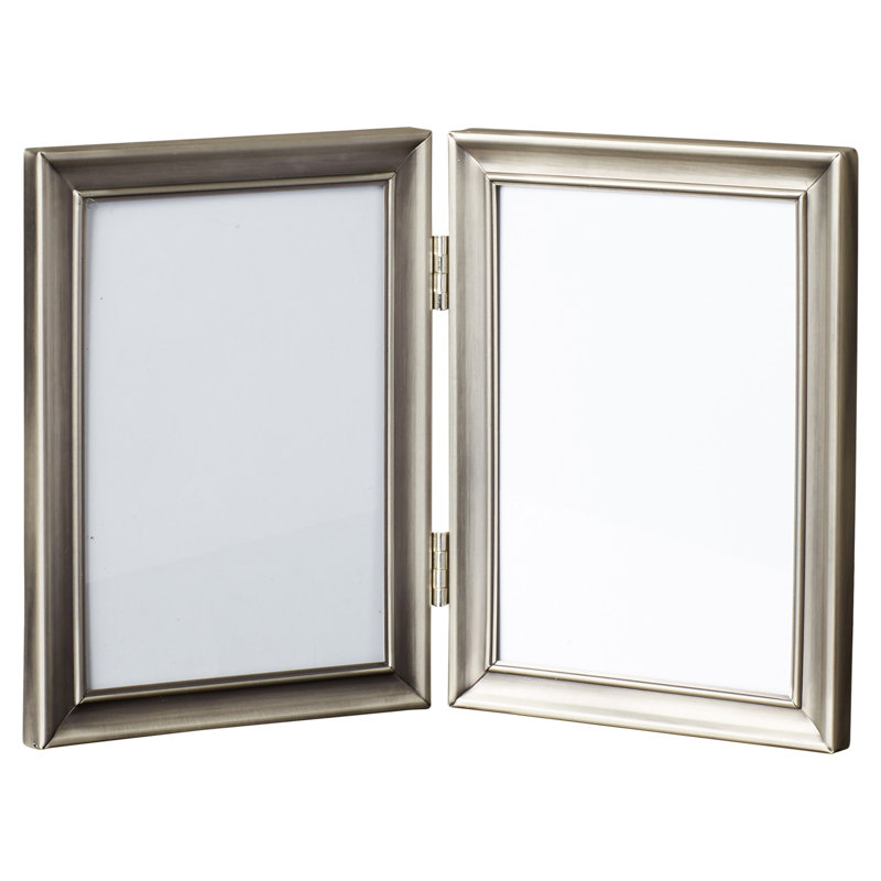 Pewter Metal Beveled Picture Frame