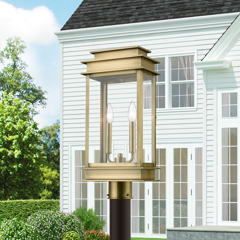Anaejah 2 -Light 20.5" H Hardwired Lantern Head, Antique Brass/Polished Chrome