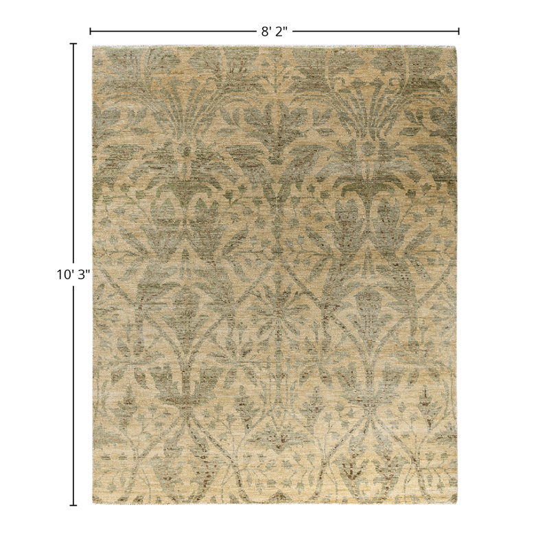 Tapis unique fait à la main Oushak - jaune, 8 pi 2 po x 10 pi 3 po