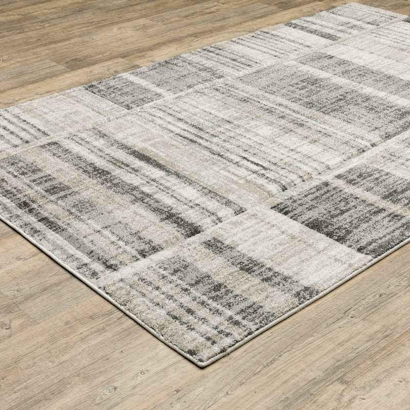 Tapis brun clair / gris anthracite tissé à la machine Chase, Rectangle 9 pi 10 po x 12 pi 10 po