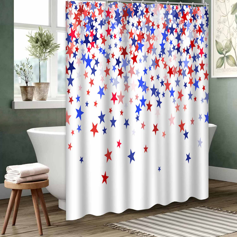 Rideau de douche bleu imperméable, rideaux de douche pour la salle de bain avec 12 crochets, 72" L x 78" W