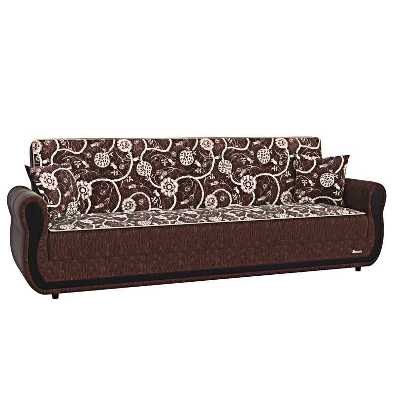 Canapé-lit rembourré convertible avec rangement, Brun
