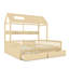 Lit plateforme simple double avec tablettes de rangement et tiroirs, lit plateforme avec lattes de soutien, conception enfantine et maisonnette, naturel-156100189