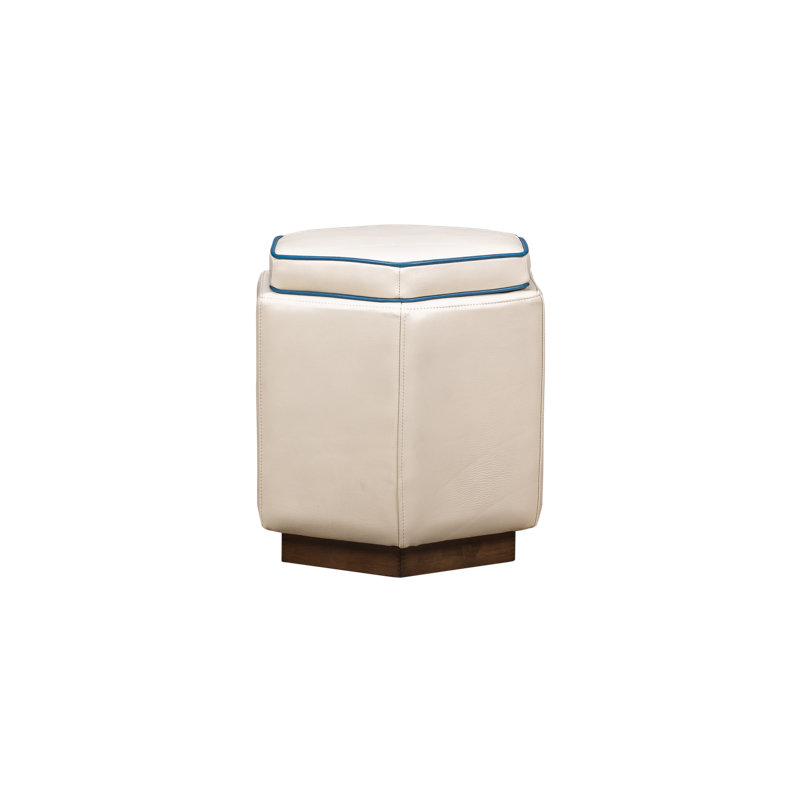 Chit Chat  Swivel Ottoman in Anniston Tangerine, Ashland Pearl/Blue