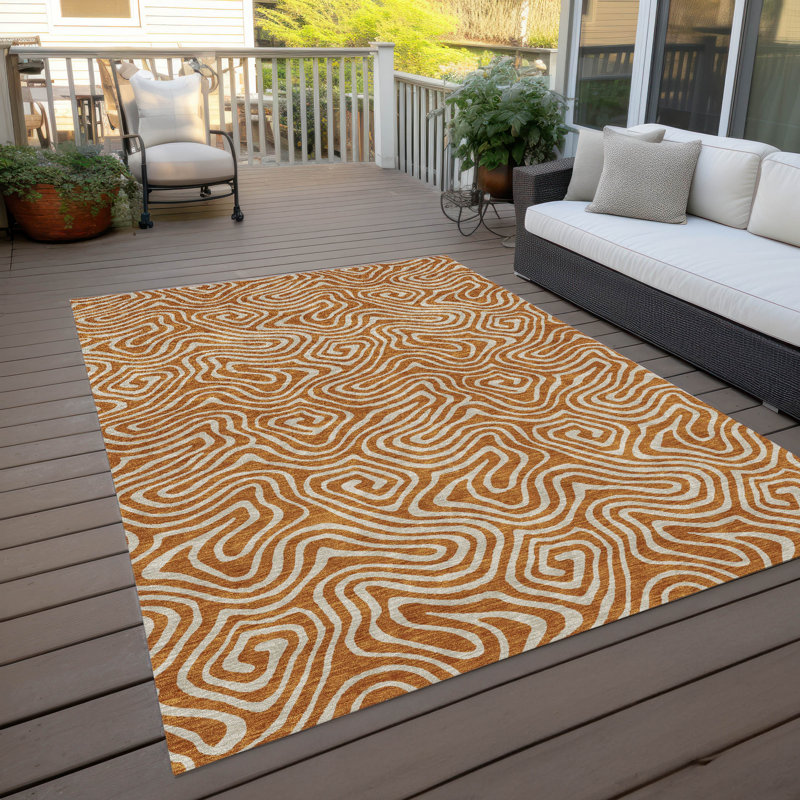 Tapis lavable intérieur / extérieur Raya Paprika , 10 pi x 14 pi