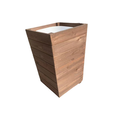 Grand bac à fleurs en bois avec doublure amovible - Pot pour plante surélevé d'extérieur