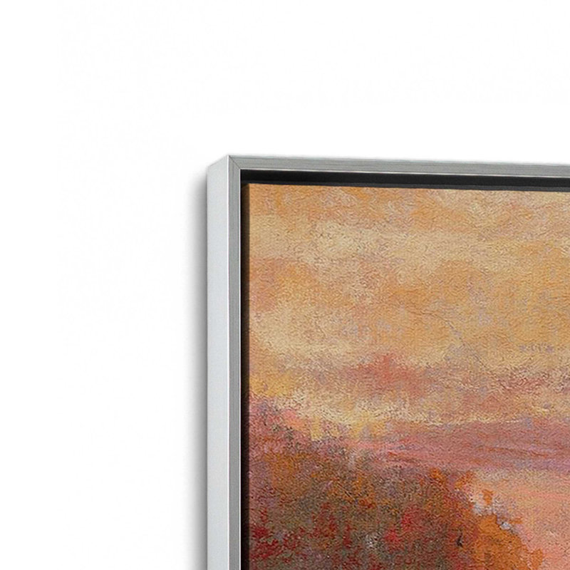 «Tangerine Skies On Canvas» par Carol Strock Wasson, reproduction, Cadre flottant en chrome poli