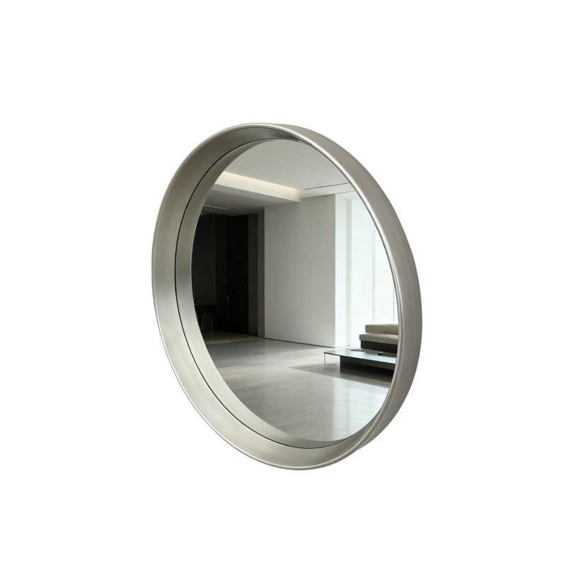 Metal Round Mirror, Silver