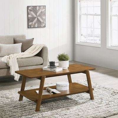 Rectangular Coffee Table With Manufactured Wood Table Topand Shelf