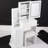 Left Side Bedside Cabinet Vanity Table With Cushioned Stool, Extra Large Sliding Led Mirror, 2 Ac And Sockets, 3-Color Switchable Lighting, White Small Comfortable Padded Extraordinarily Massive-871874113