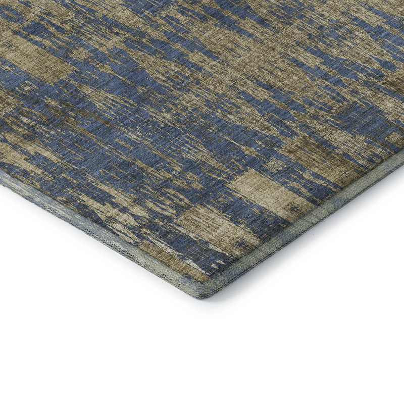 Cerrito AMF580 bleu lavable à la machine de qualité supérieure, Rectangle 10 pi x 14 pi