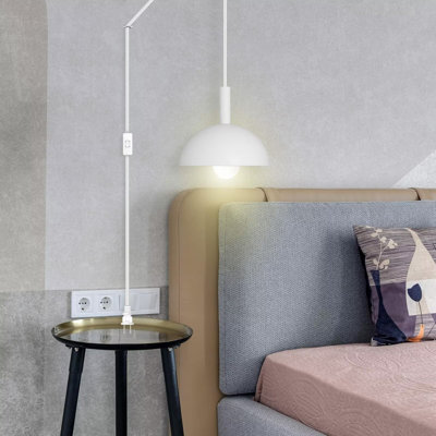 Simple Deluxe 1 Pack 20 Feet Extension Hanging Lantern Pendant Light Cord with E26 Socket, Featuring an On/Off Switch (Bulb Not Included), White