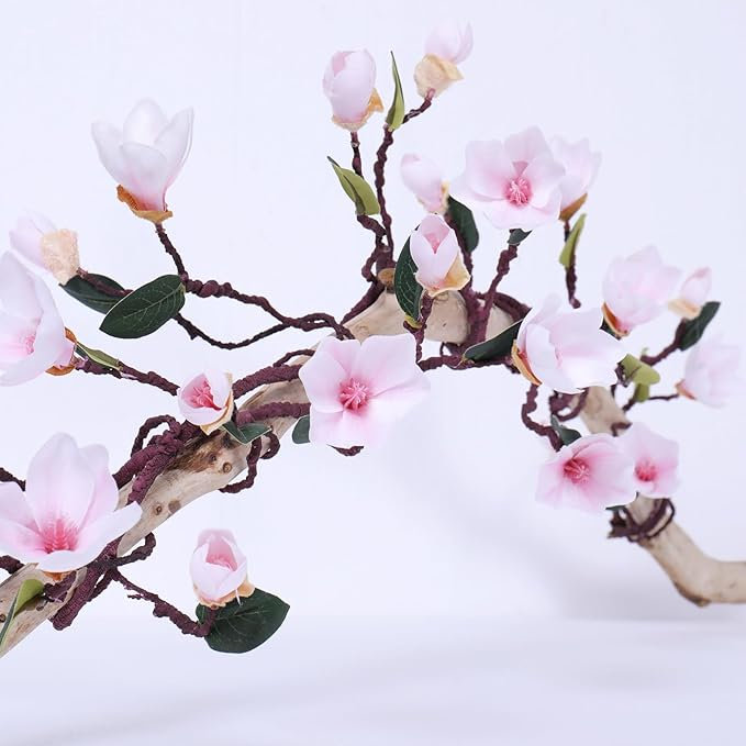 63 pouces pliable fleur de magnolia artificielle branches d'arbre guirlande porte suspendue vignes florales, Rose