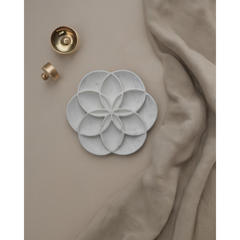 Centre de table en marbre blanc Montana, H 1,5 po x l 10 po x P 10 po