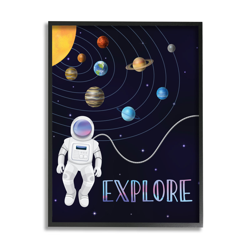 Explorez l'espace extra-terrestre, astronaute parmi les planètes, estampe numérique de Linda Birtel
