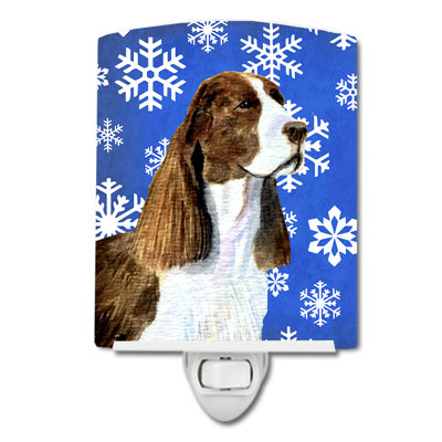 Springer Spaniel Winter Snowflakes Holiday Ceramic Night Light