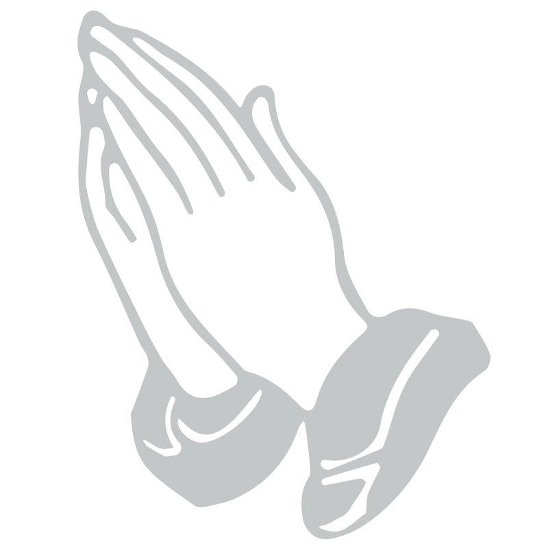 Décalcomanie murale prayer mains, H 36 po x l 28 po x P 0,01 po, Gris clair