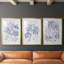Bleu marine et lin botanique IV - reproduction sur mesure encadrée de qualité supérieure - 3 pièces-287937117-287937118