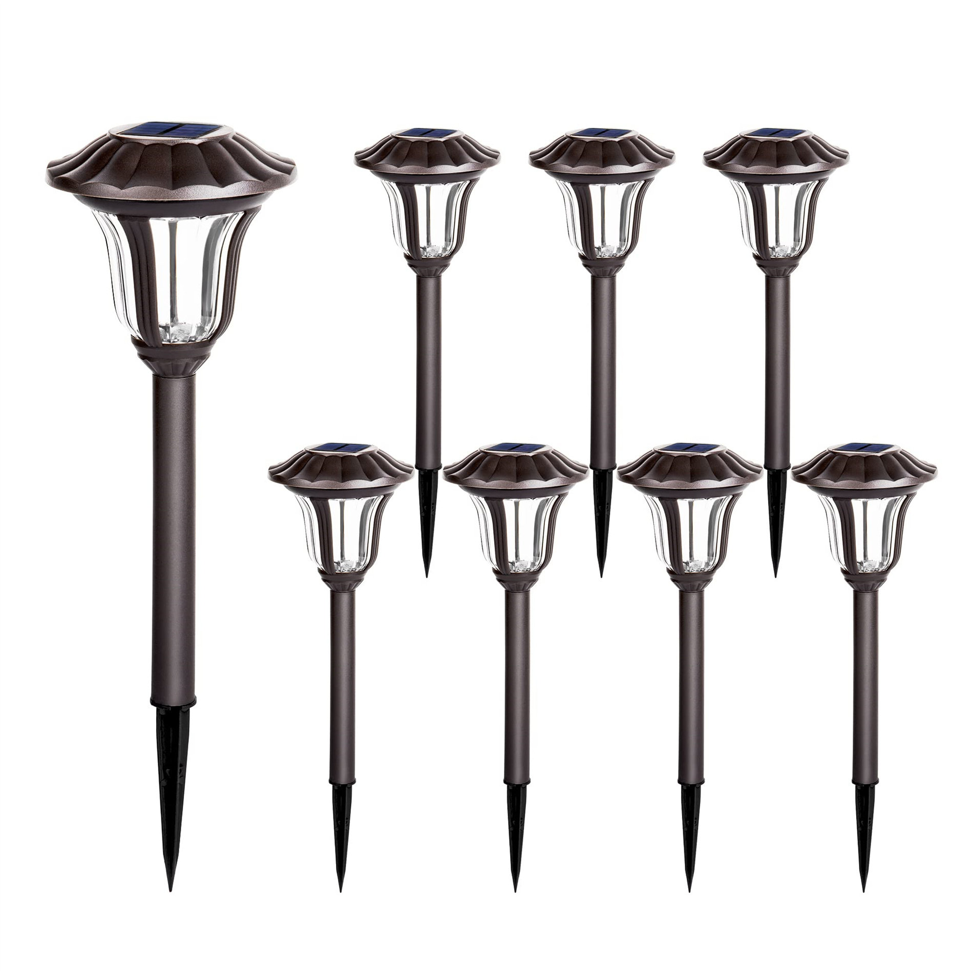 Blooming Solar Powered Integrated LED Pathway Light Kit（8 pack） | Wayfair