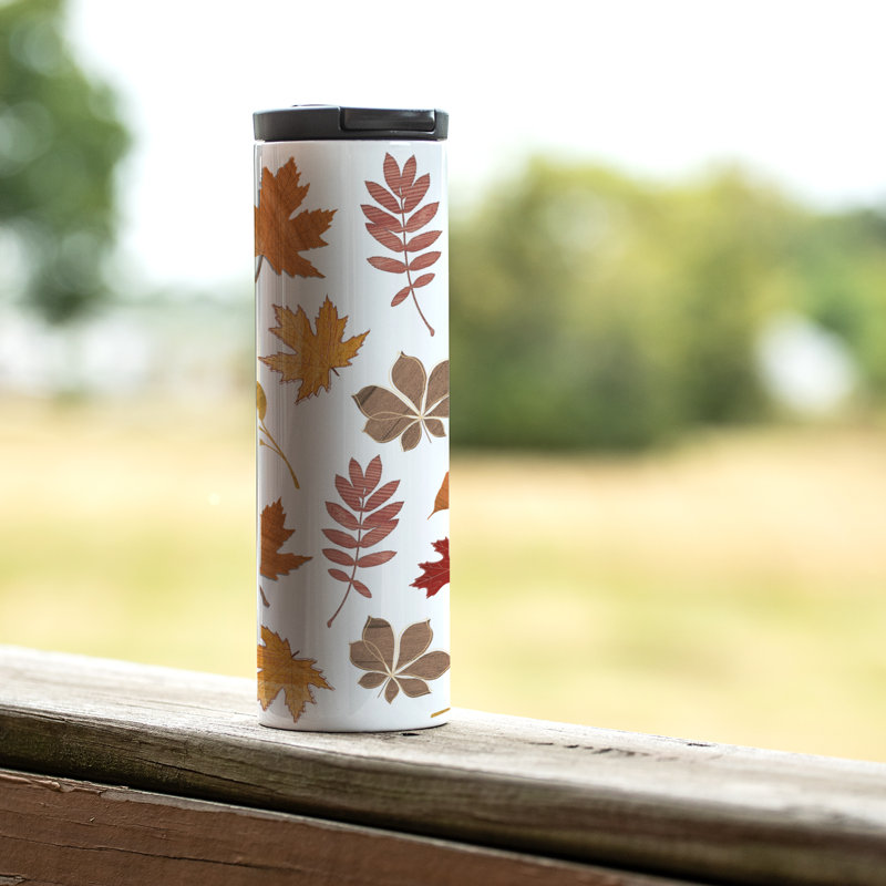 17 oz. Highland Home Fall Leaves Verre en acier inoxydable avec couvercle