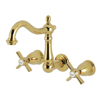 Kingston Brass Millennium Double-Handle 3-Hole Wall Mount Bathroom Faucet