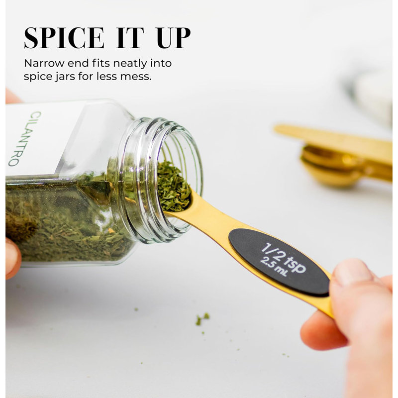 Magnetic Measuring Spoons Set - Stainless Steel Measuring Spoons - Magnetic Measuring Spoon Set, Gold Measuring Spoons Magnetic, Cute Measuring Spoons For Cooking & Baking