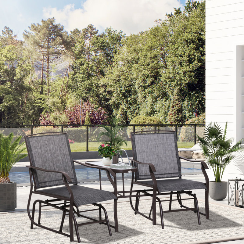 Garden Glider Chairs With Ergonomic Design - Grey 2 Rocking Chair Swing Coffee Table, Patio Chairs, Grey, Body, Comfortable