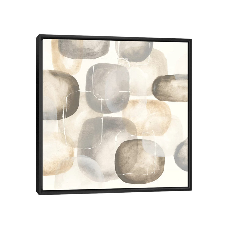 « iii », impression sur toile tendue Neutral Stones, H 26 po x l 26 po x P 1,5 po, Toile encadrée noire, Pas de tapis