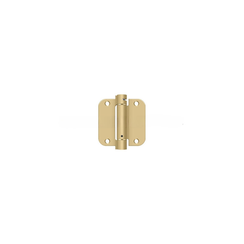 Charnière à ressort Deltana DSH35R53 / 4 3 1/2 po x 3 1/2 po x 5/8 po; finition laiton brillant par laiton satiné
