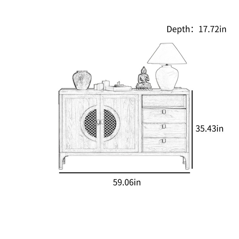 Nouvelle armoire d'appoint de style Wabi Sabi chinois