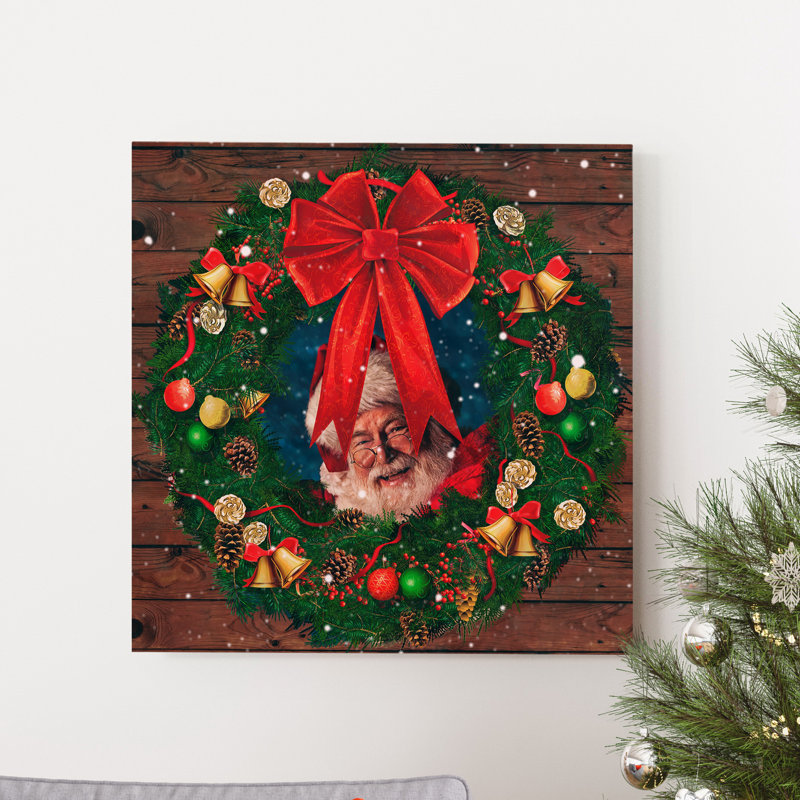 Reproduction d’art graphique sur toile tendue père Noël III, H 24 po x l 24 po x P 1 po