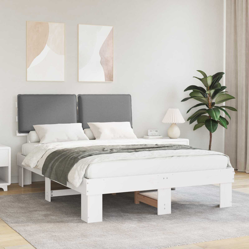 Bed, Light Grey/White, European Kingsize (160 x 200 cm)