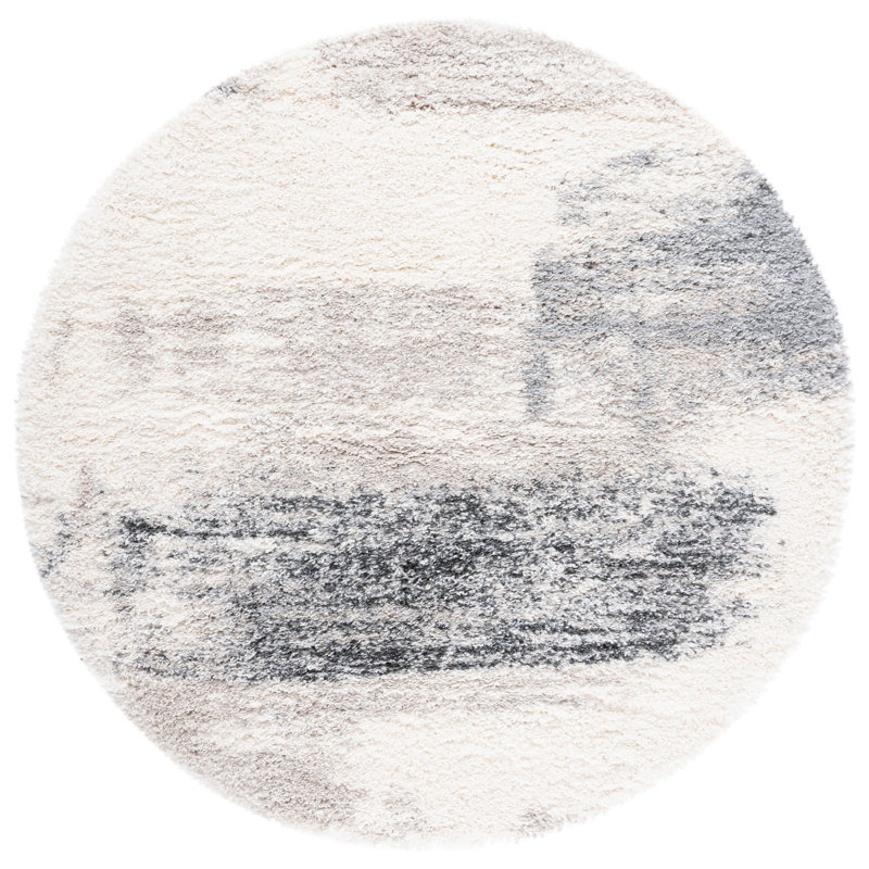 Tapis abstrait tissé à la machine Alesia, Rond 6 pi 7 po