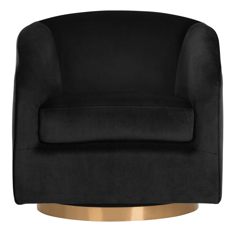 Fauteuil pivotant en velours Saiya, Similicuir noir