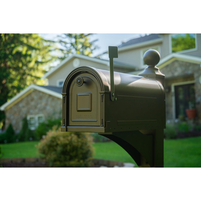 Garrison Large Venetian Bronze Steel Post Mount Mailbox