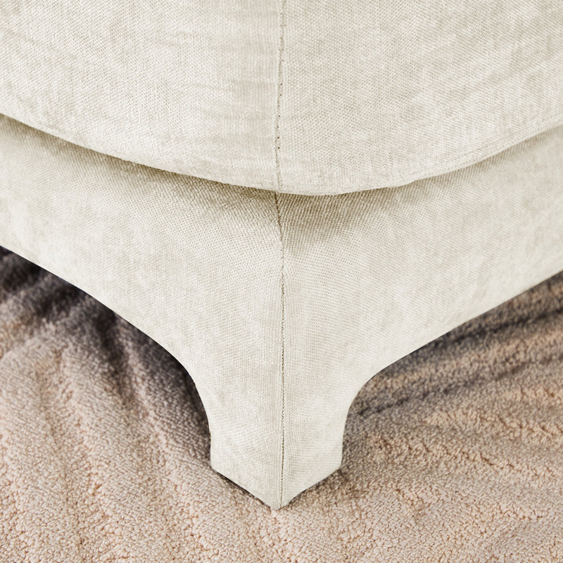 Beige à trois places avec repose-pieds mobiles assortis, coussin lombaire, revêtement en chenille, coussins à haute résilience, structure, accoudoirs modernes en beige, 2 matériaux, éponge de qualité, élégant,
